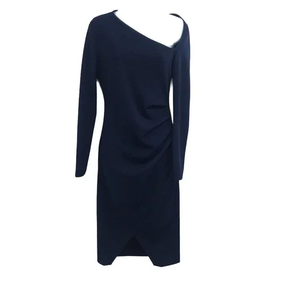 pretty little thing blue ruched dress PrettyLittleThing Women's Plus Abstract Print Chiffon Ruched Drape Midi Dress in Blue